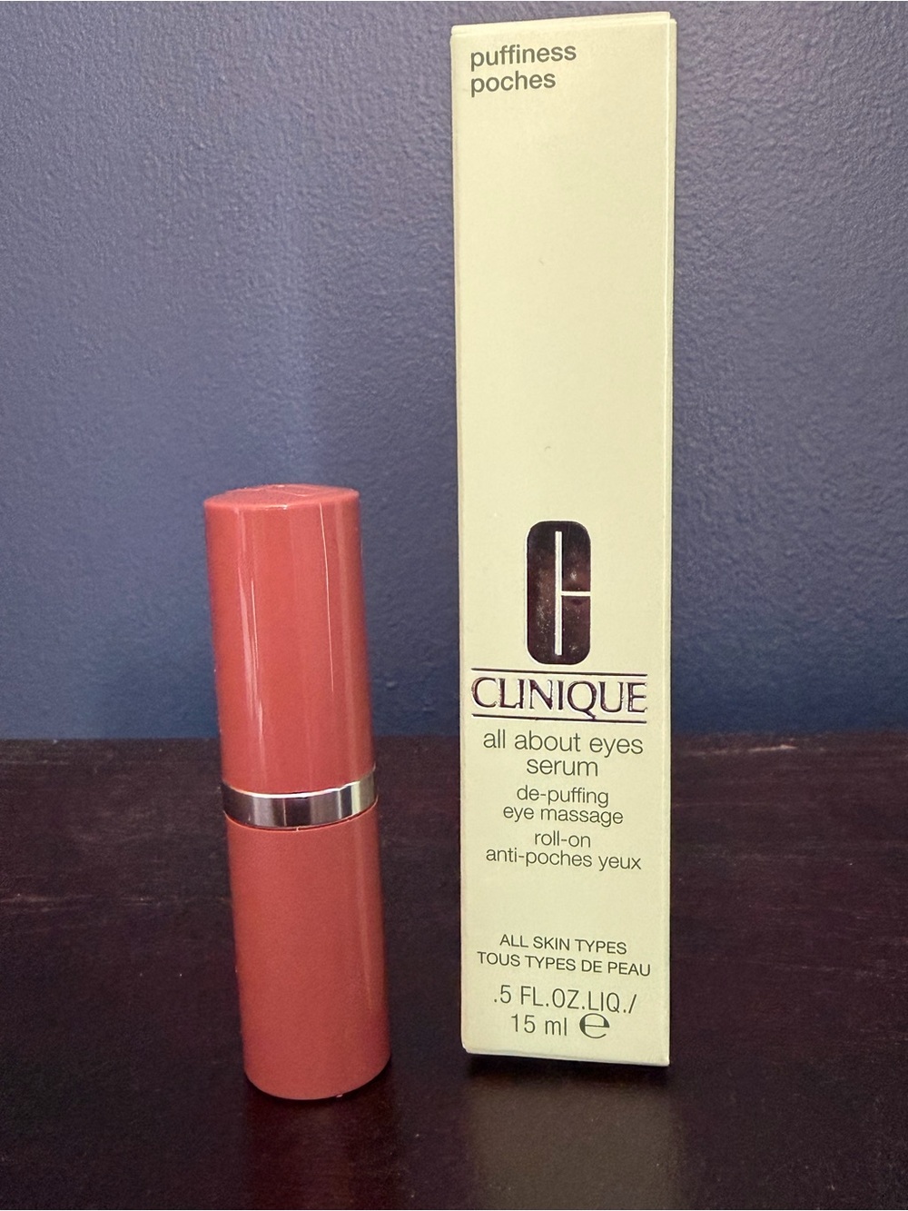 Clinique All About Eyes Serum Eye Massage Roll On 15ml (0.5oz) With Lipstick